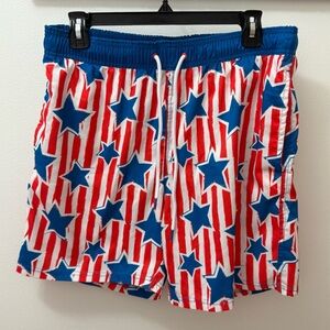 Way To Celebrate Men's Patriotic Americana Print Swim Trunks Sz medium